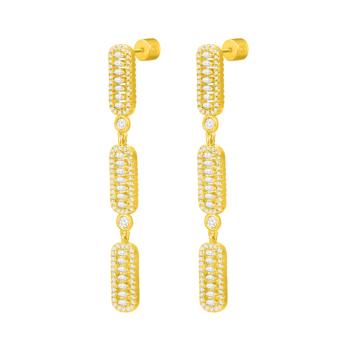 أقراط فاين بتصميم ثلاثي / اللون الذهبي