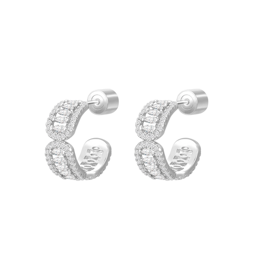 أقراط فاين بتصميم دائري / اللون الفضي