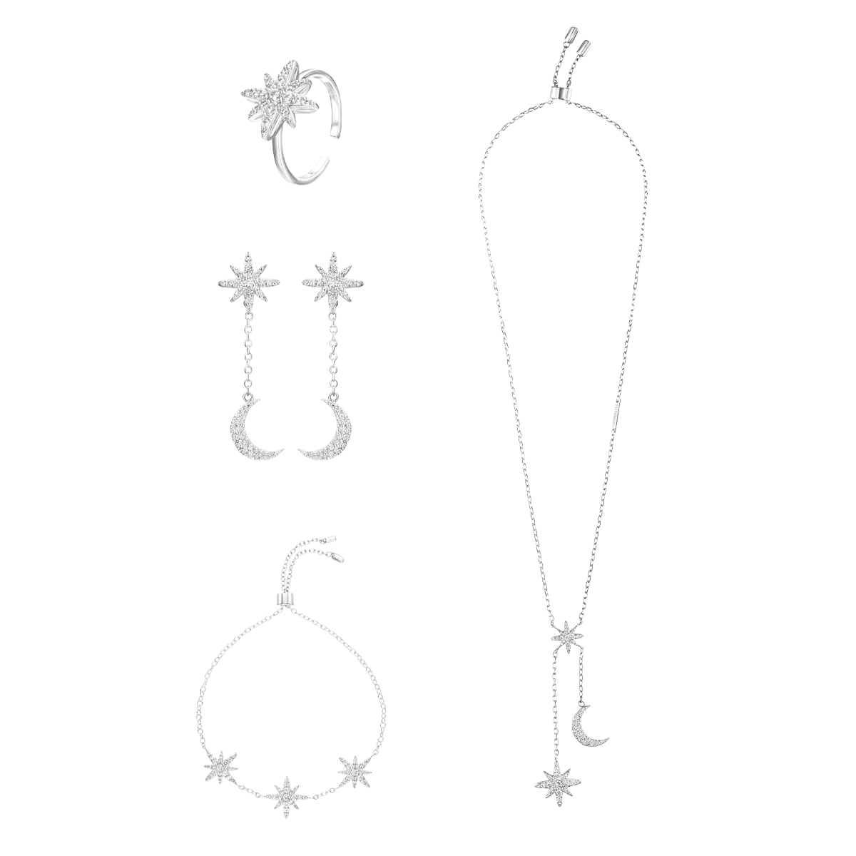مون ستار / طقم باللون الفضي