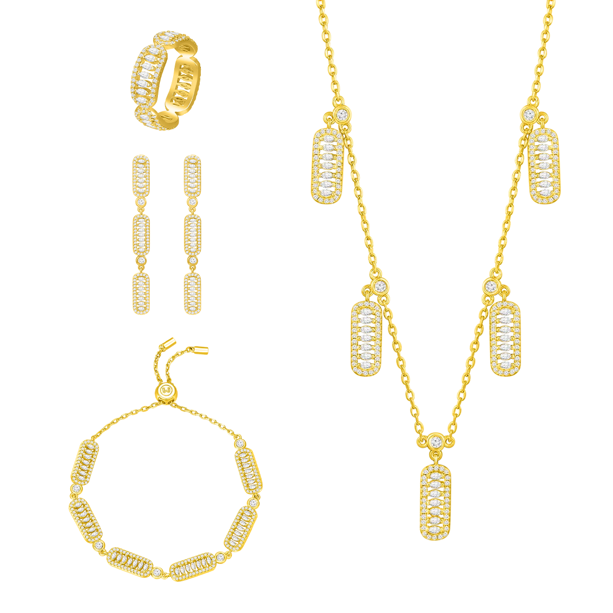 طقم فاين بتصميم متعدد / اللون الذهبي