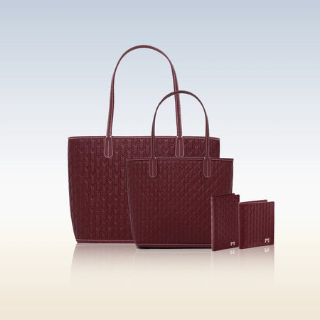 Burgundy Travel Tote / Mini tote / Long Wallet / Mini Wallet - Gift Set