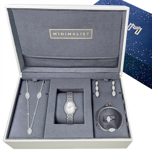 مجموعة هدية - ساعة عبير / طقم ديزي ليف الفضي