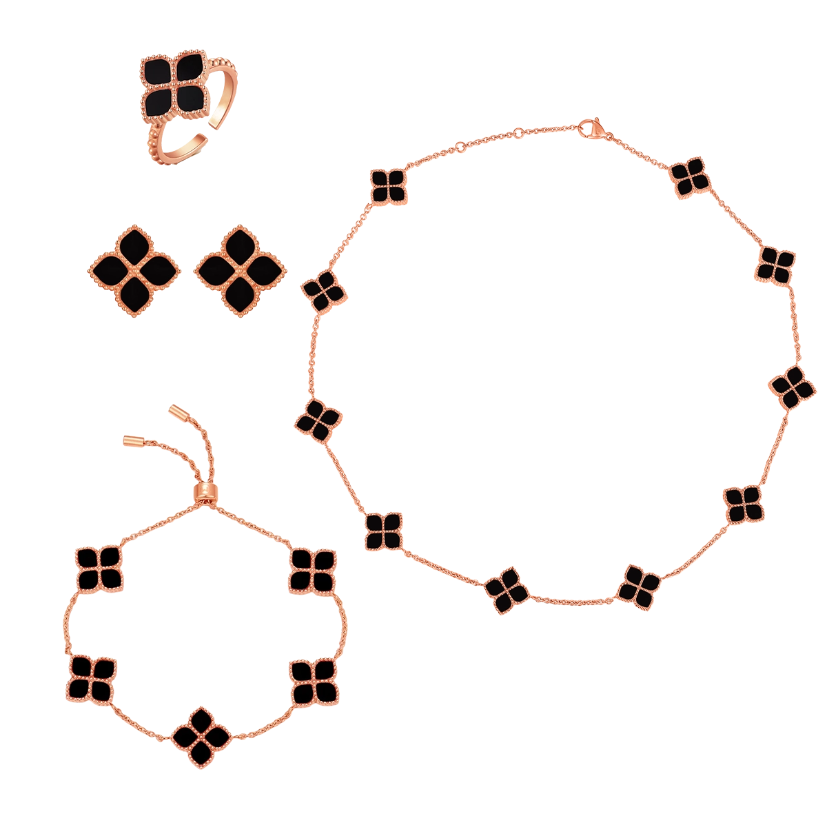 Joory / Choker Black Rose Gold Set