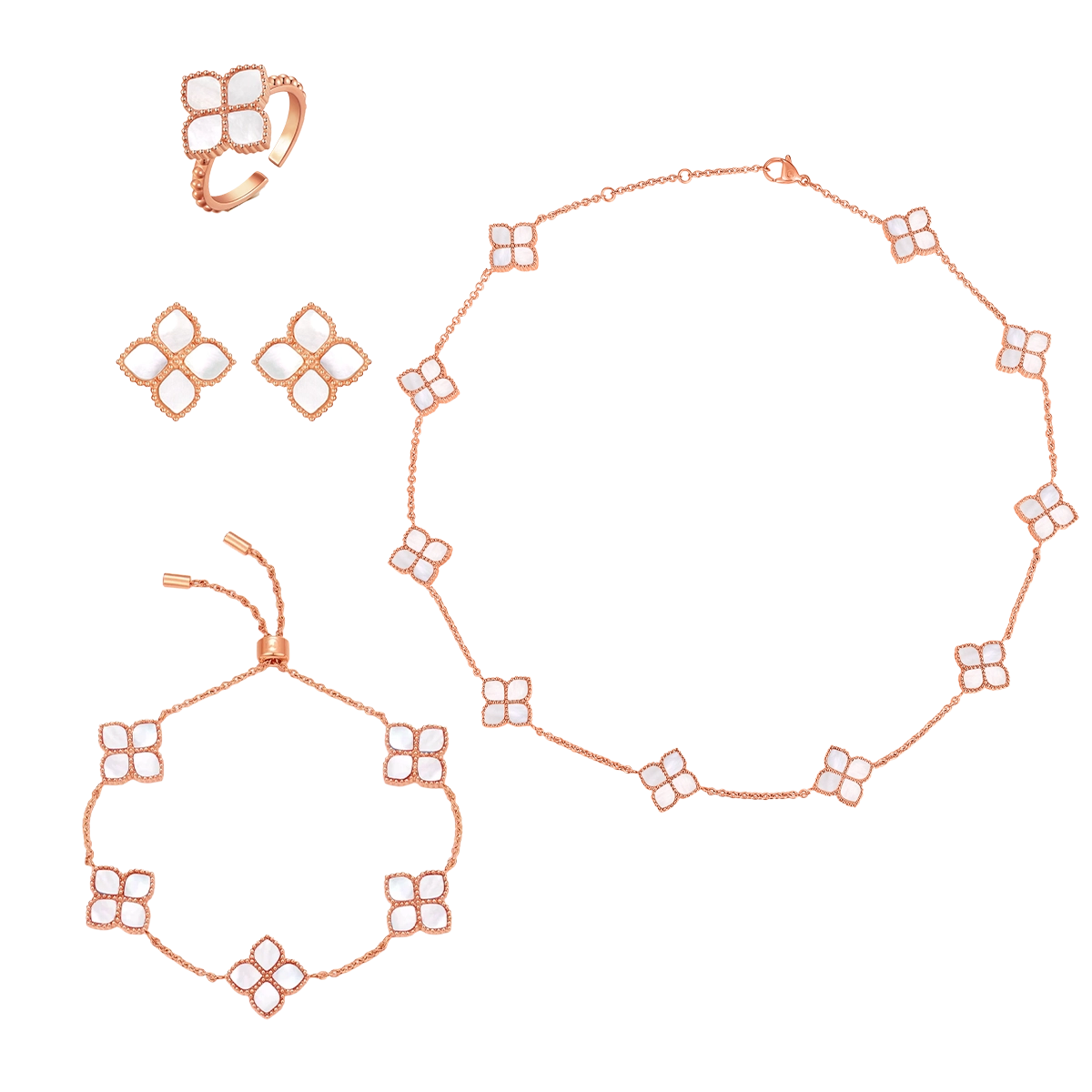 جوري / طقم اللؤلؤ بلون الروز قولد