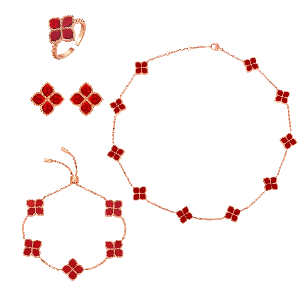 Joory / Choker Red Rose Gold Set