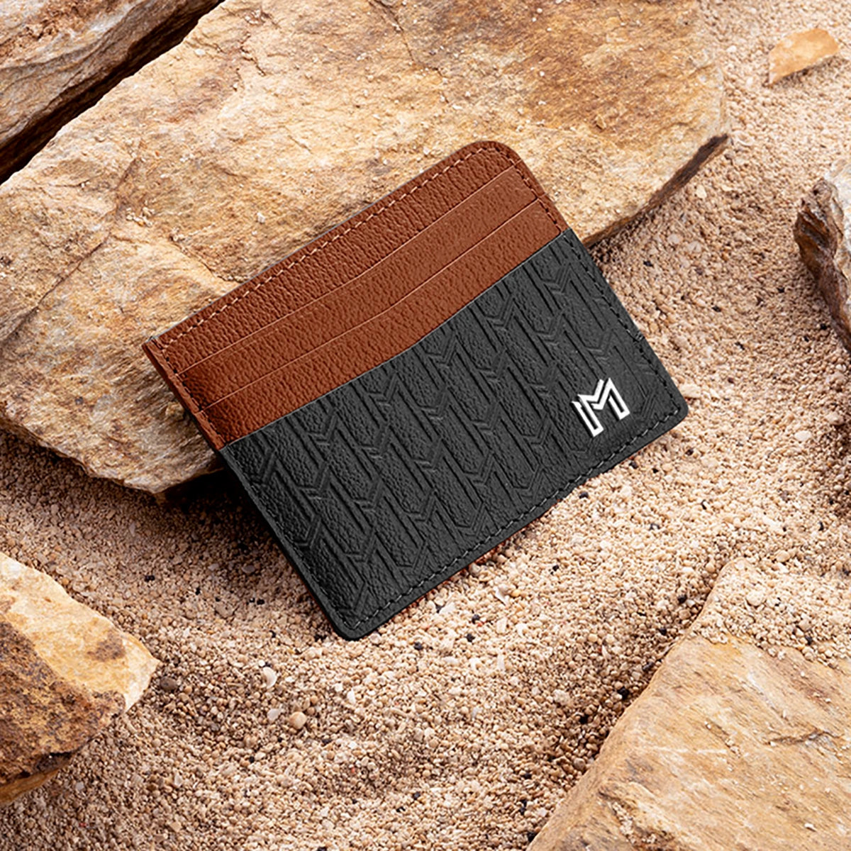 Camel Leather Black & Tan / Silver