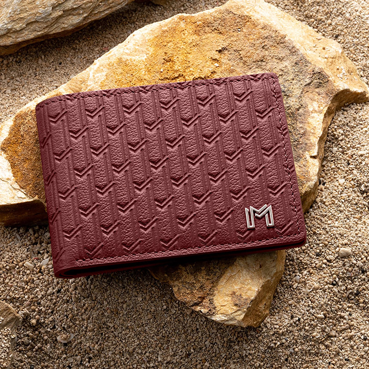 Camel Leather Burgundy / Silver