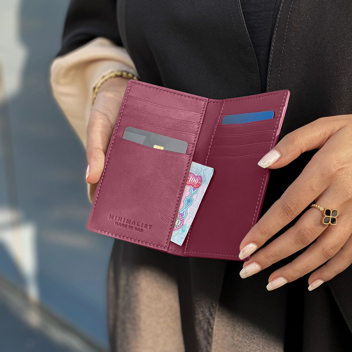 Italian Calfskin Leather Burgundy / Gold