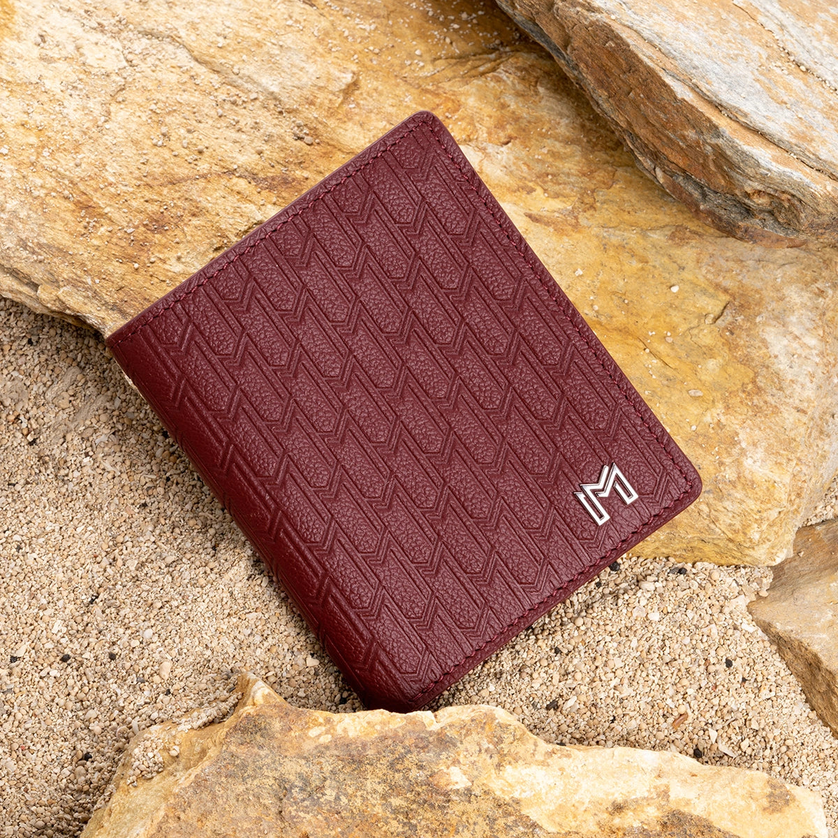 Camel Leather Burgundy / Silver