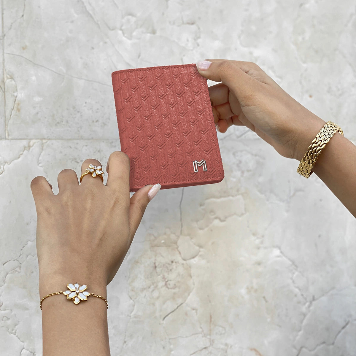 Camel Leather Pink / Silver