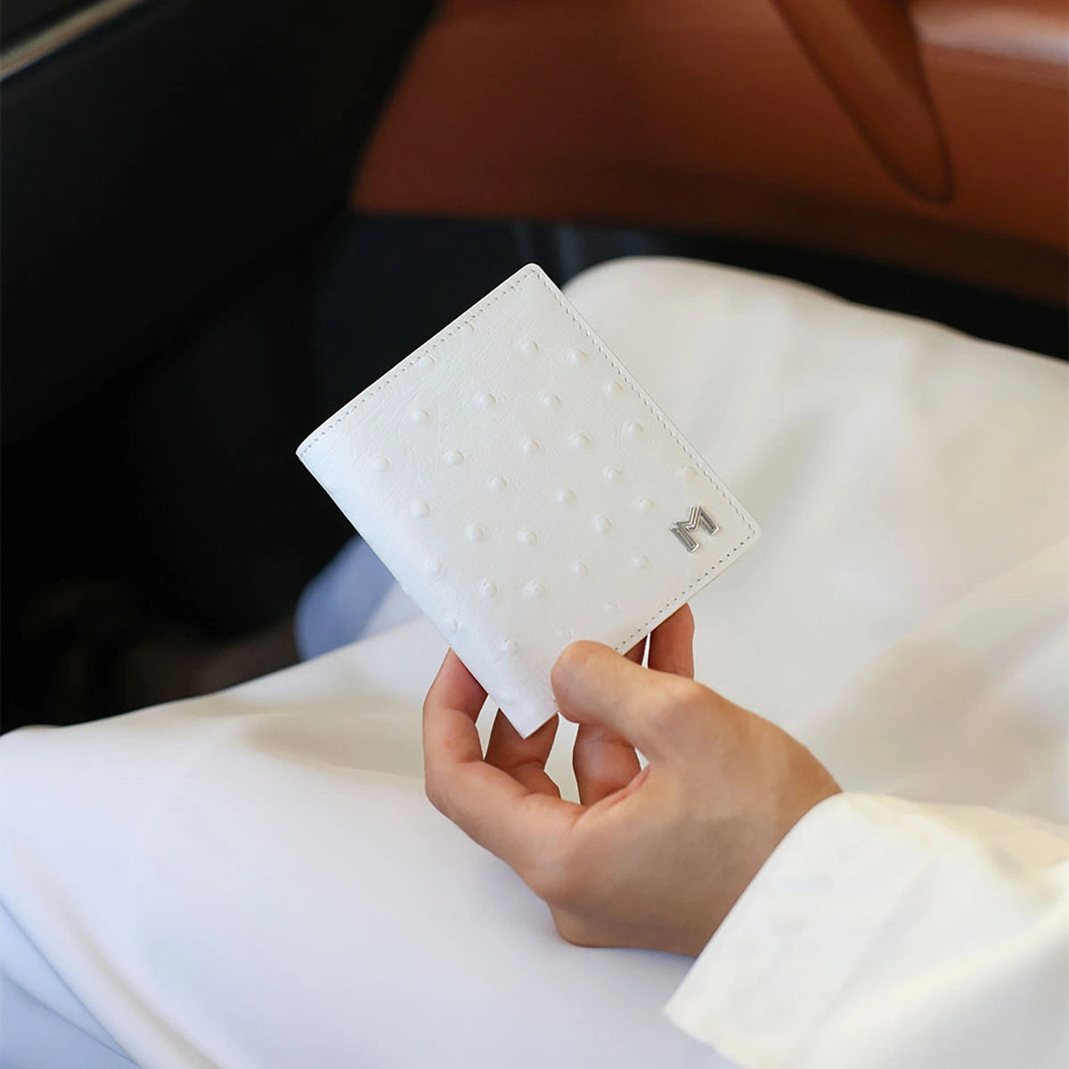 Camel Leather / Ostrich Print