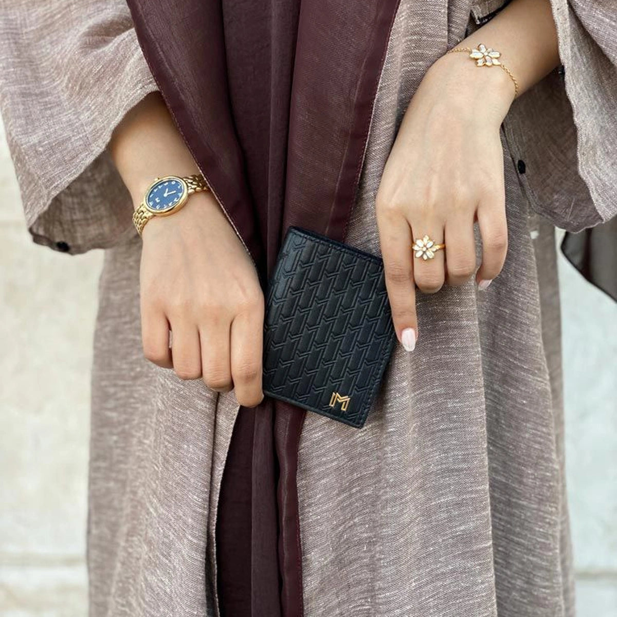 Italian Calfskin Leather Black / Gold