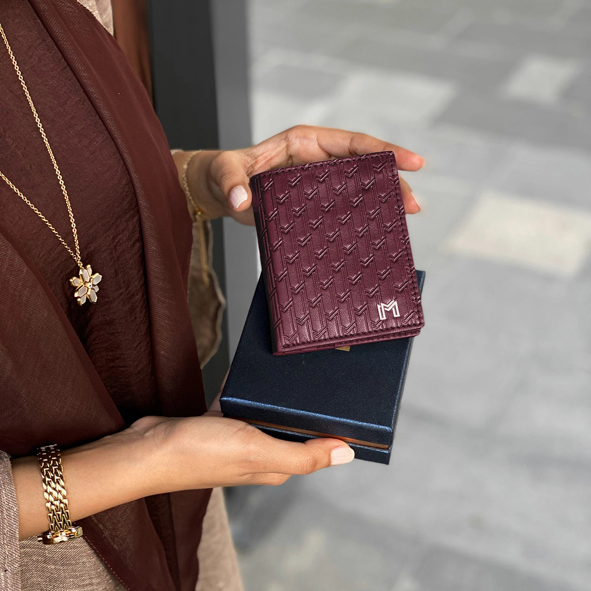 Italian Calfskin Leather Burgundy / Gold