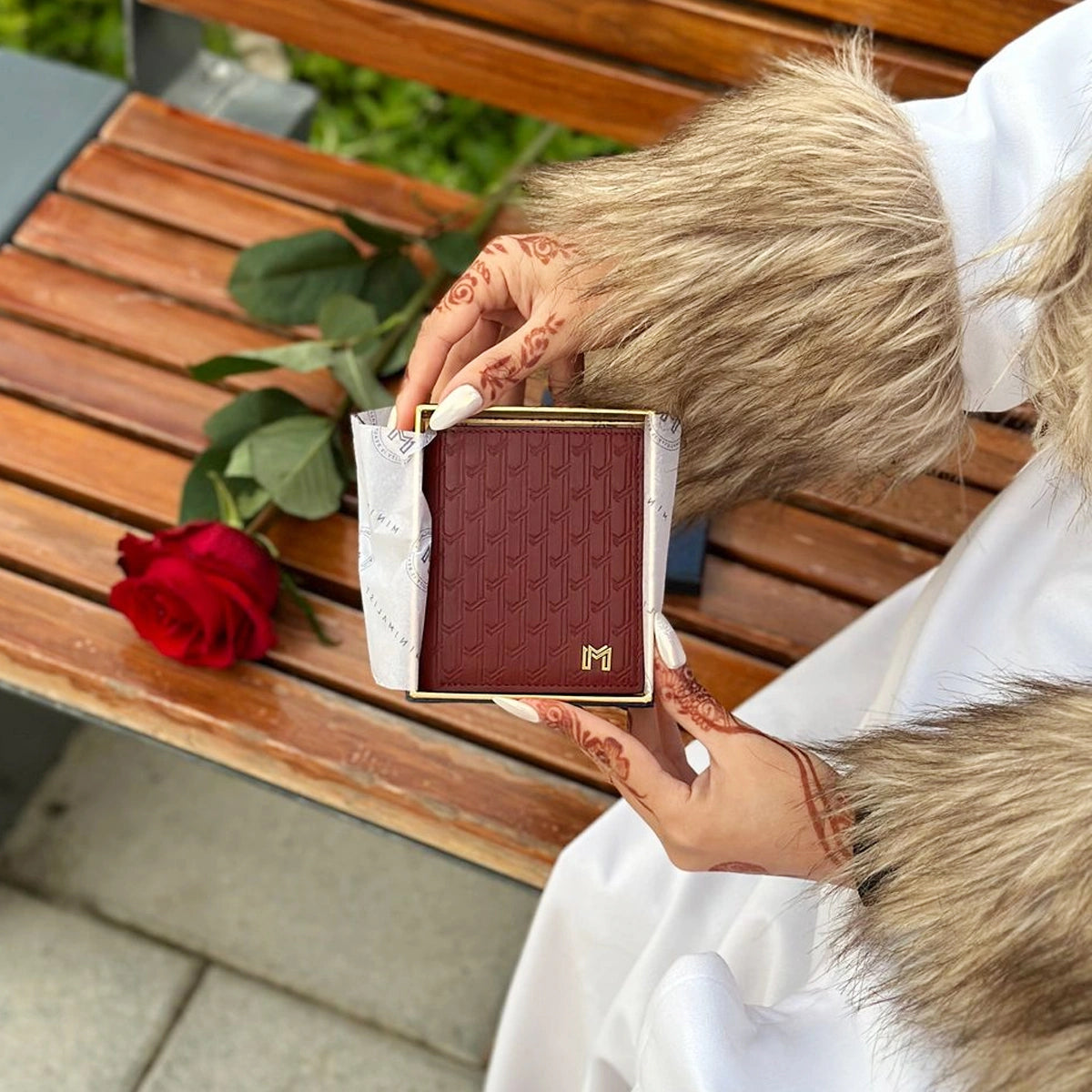 Italian Calfskin Leather Burgundy / Gold