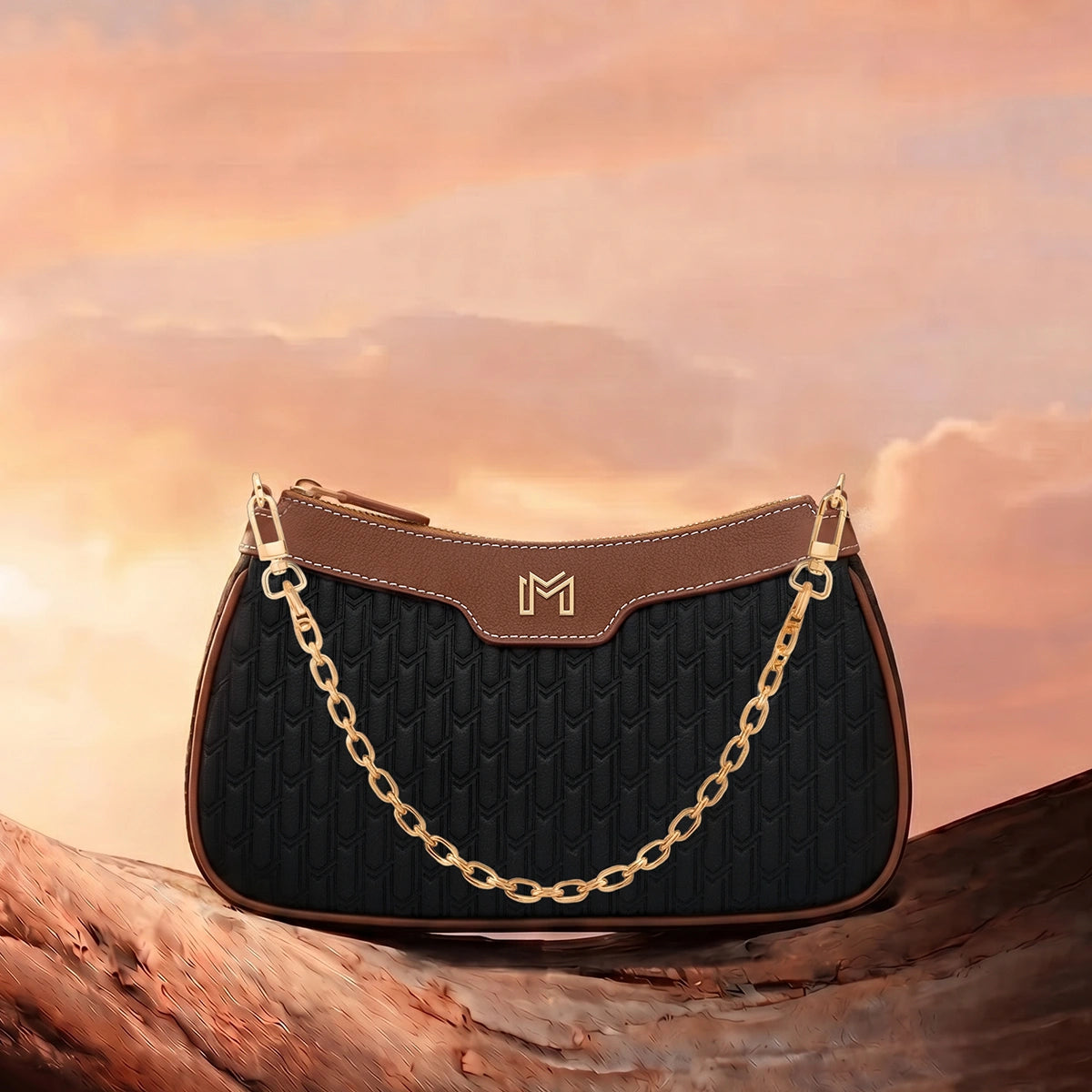 Mahra Handbag / Black & Tan