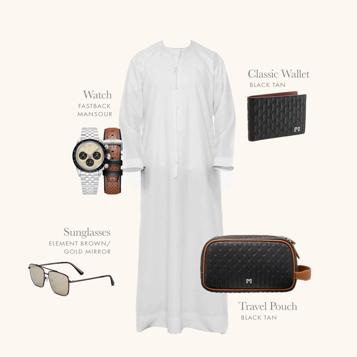 Travel Pouch Black & Tan / Silver