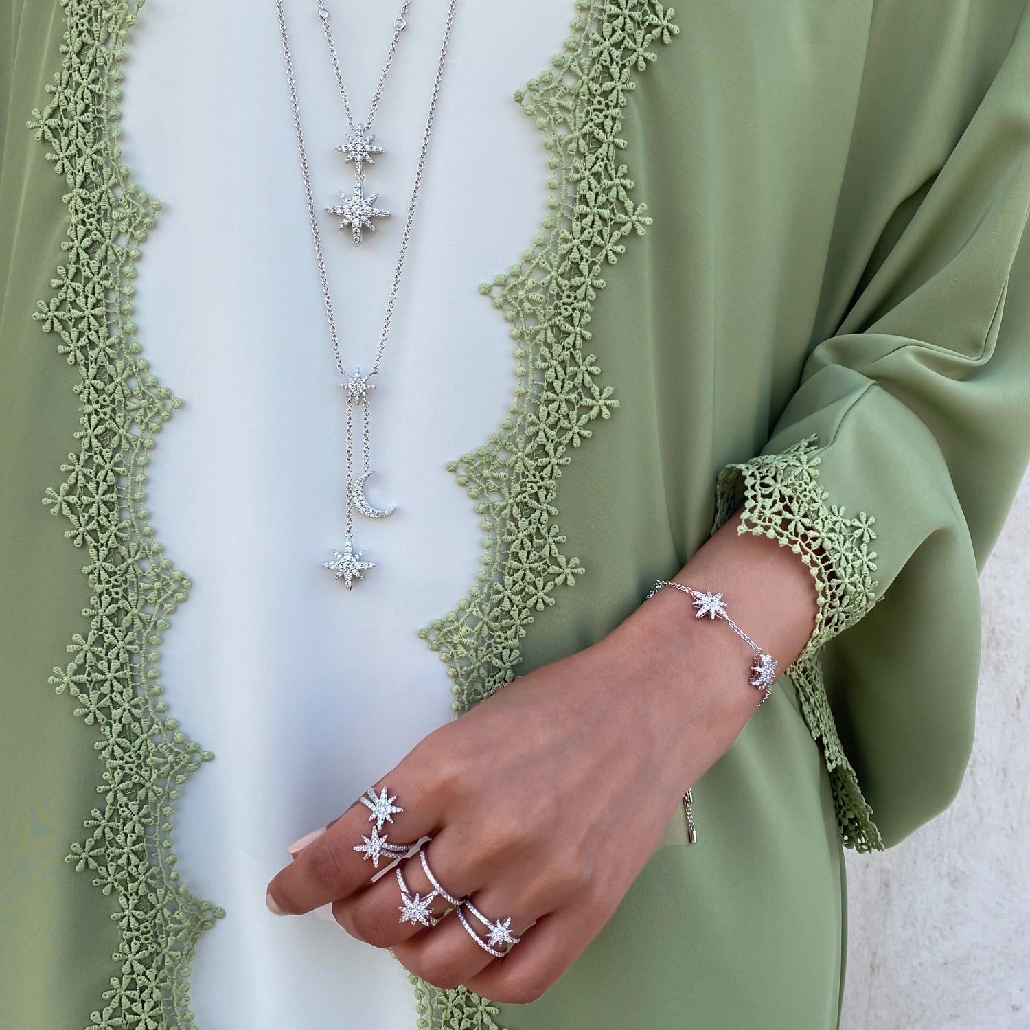 Moonstar / Multi Necklace Silver