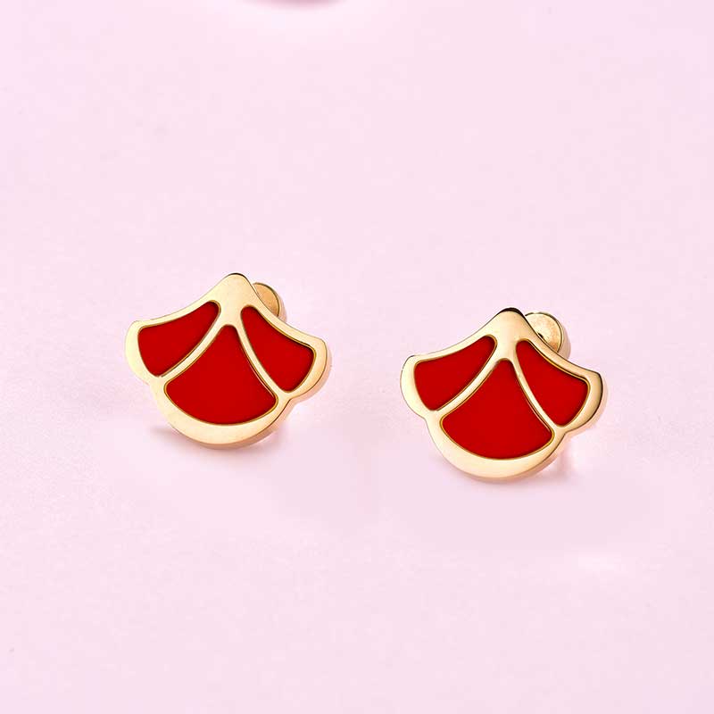 Tulip / Earrings Red Gold