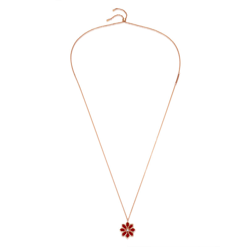 Lotus / Necklace Red Rose Gold