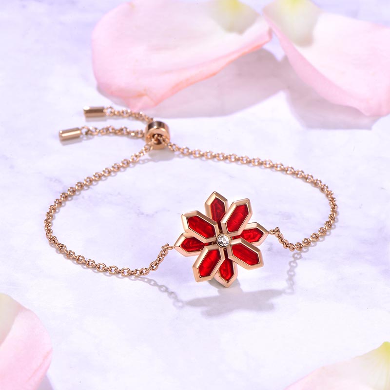 Lotus / Bracelet Red Rose Gold