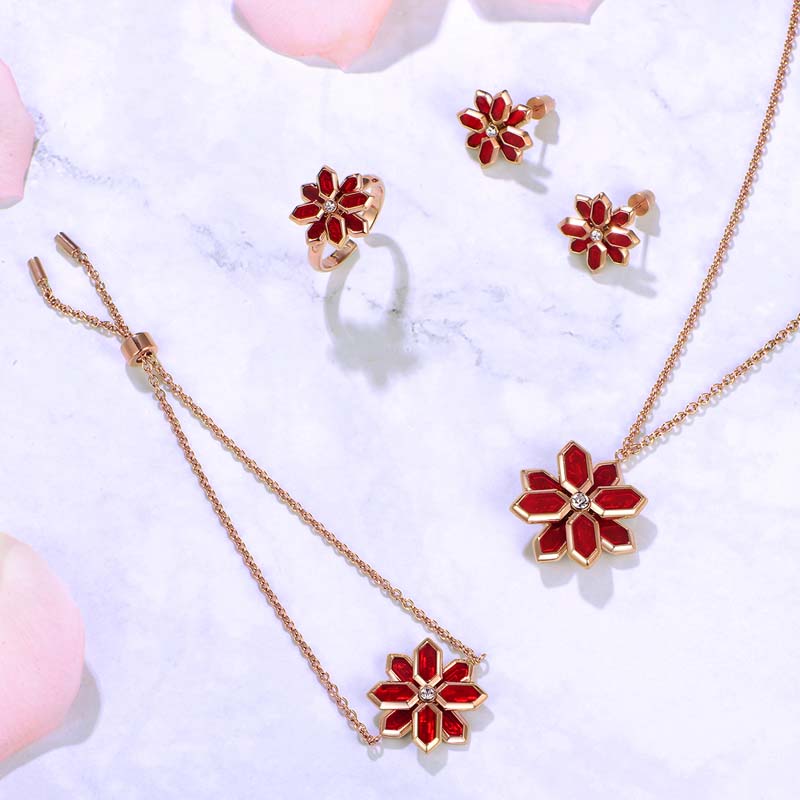 Lotus / Necklace Red Rose Gold