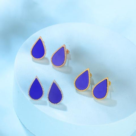 Drop / Earrings Blue Rose Gold