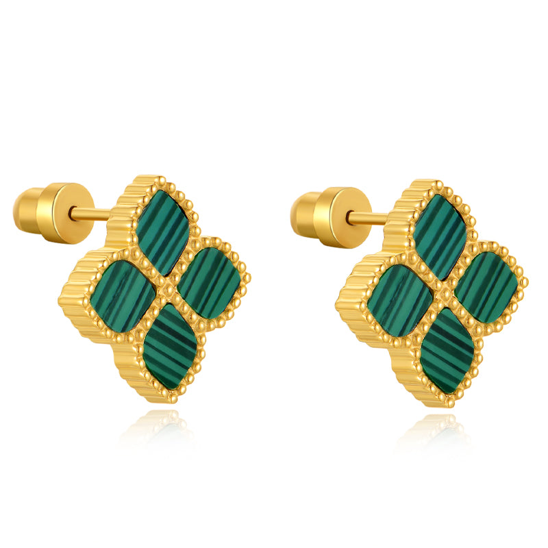 Joory / Earrings Malachite Gold