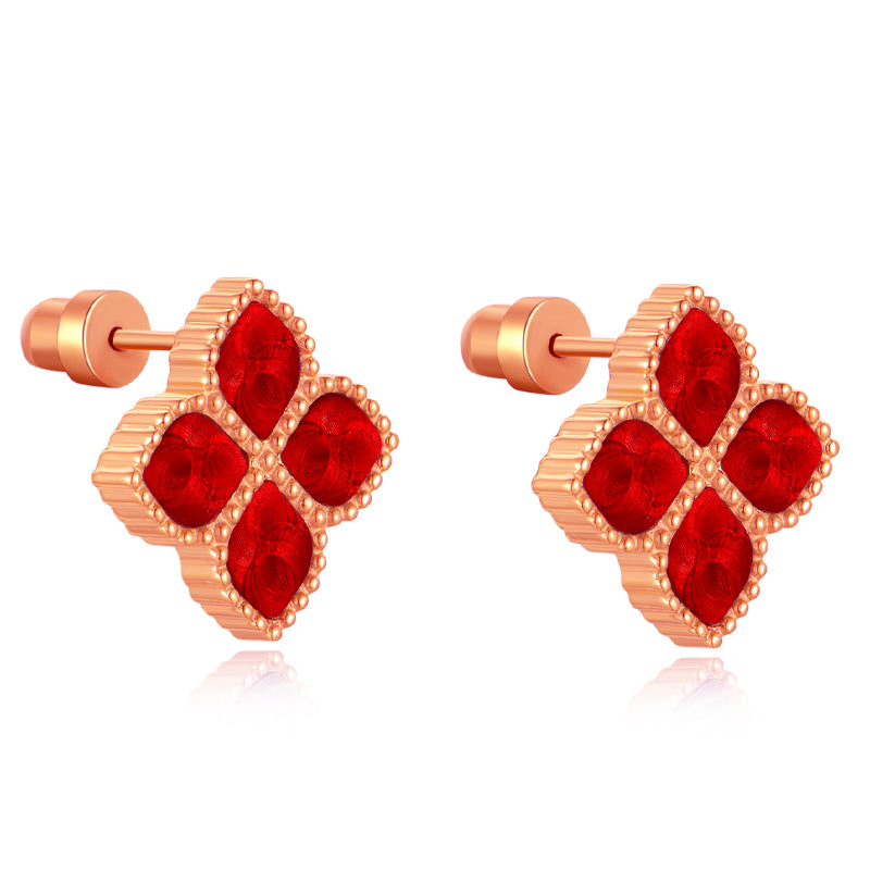 Joory / Earrings Red Rose Gold