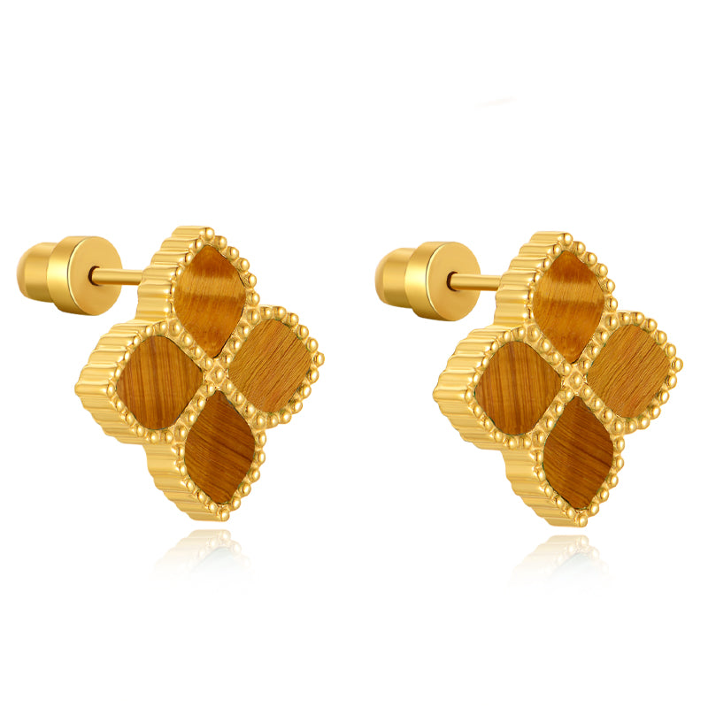 Joory / Earrings Tiger Eye Gold